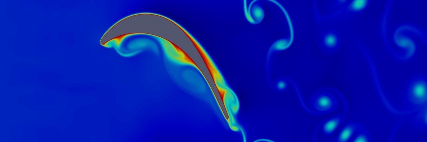 Compressible flow past a T106C turbine blade